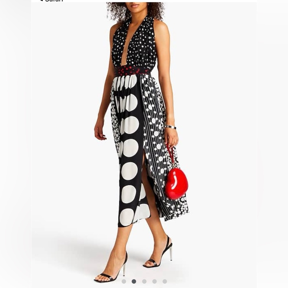 Dolce & Gabbana Black and White Polka Dot Midi Dress